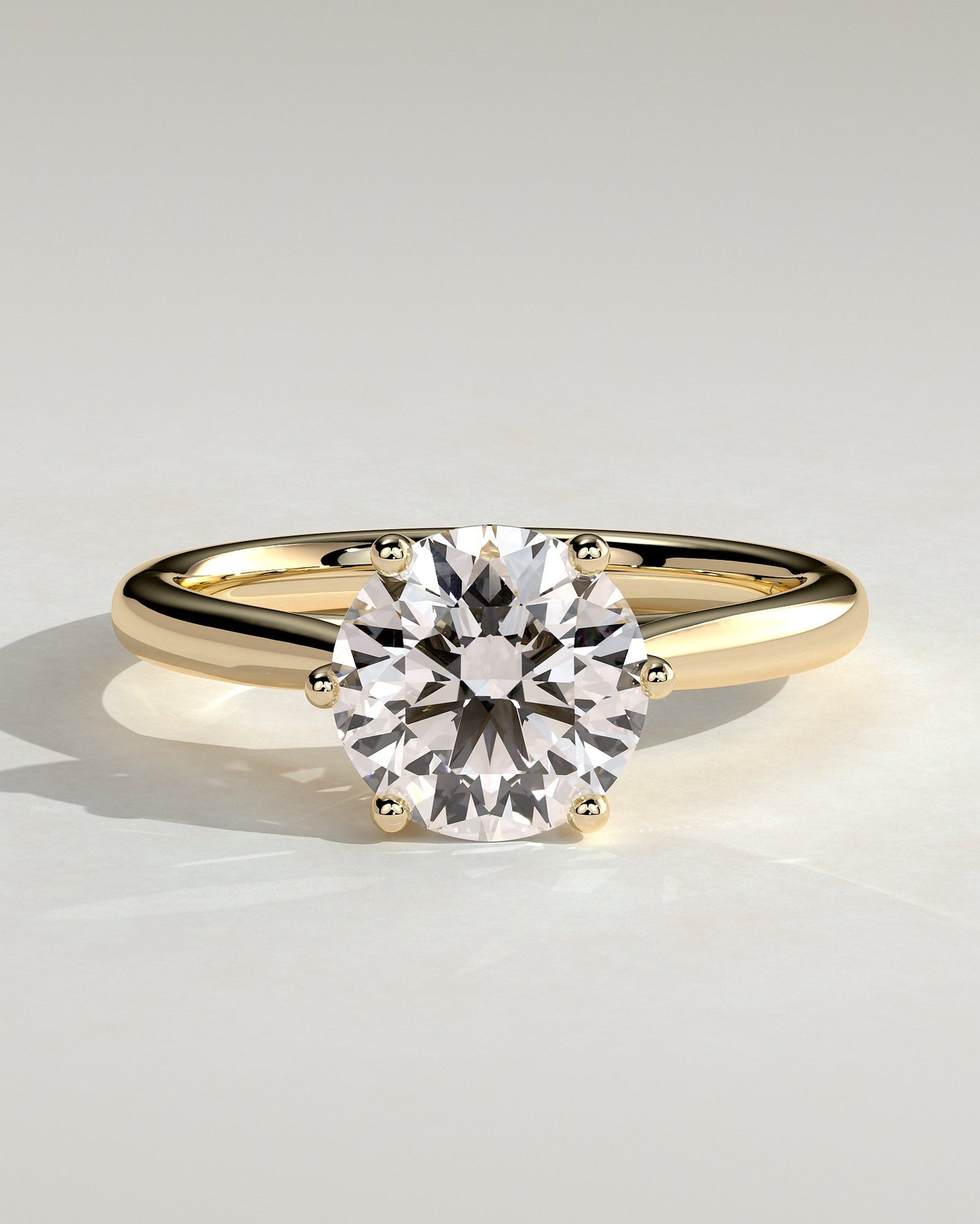 Round Solitaire & Cathedral Lab Grown Diamond Engagement Ring