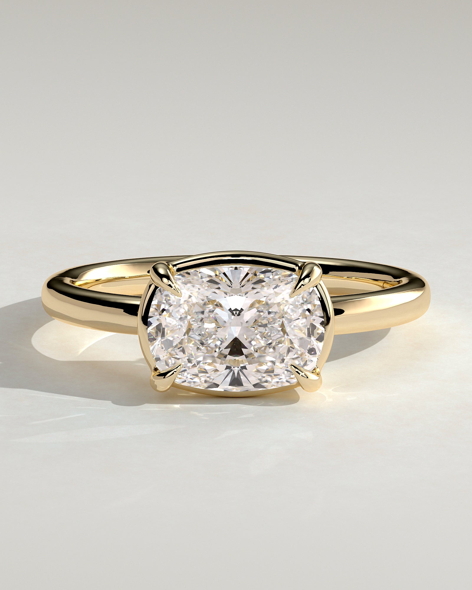 Elongated Cushion East West Solitaire Lab Grown Diamond Engagement Ring