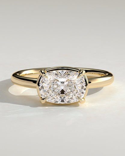 Elongated Cushion East West Solitaire Lab Grown Diamond Engagement Ring