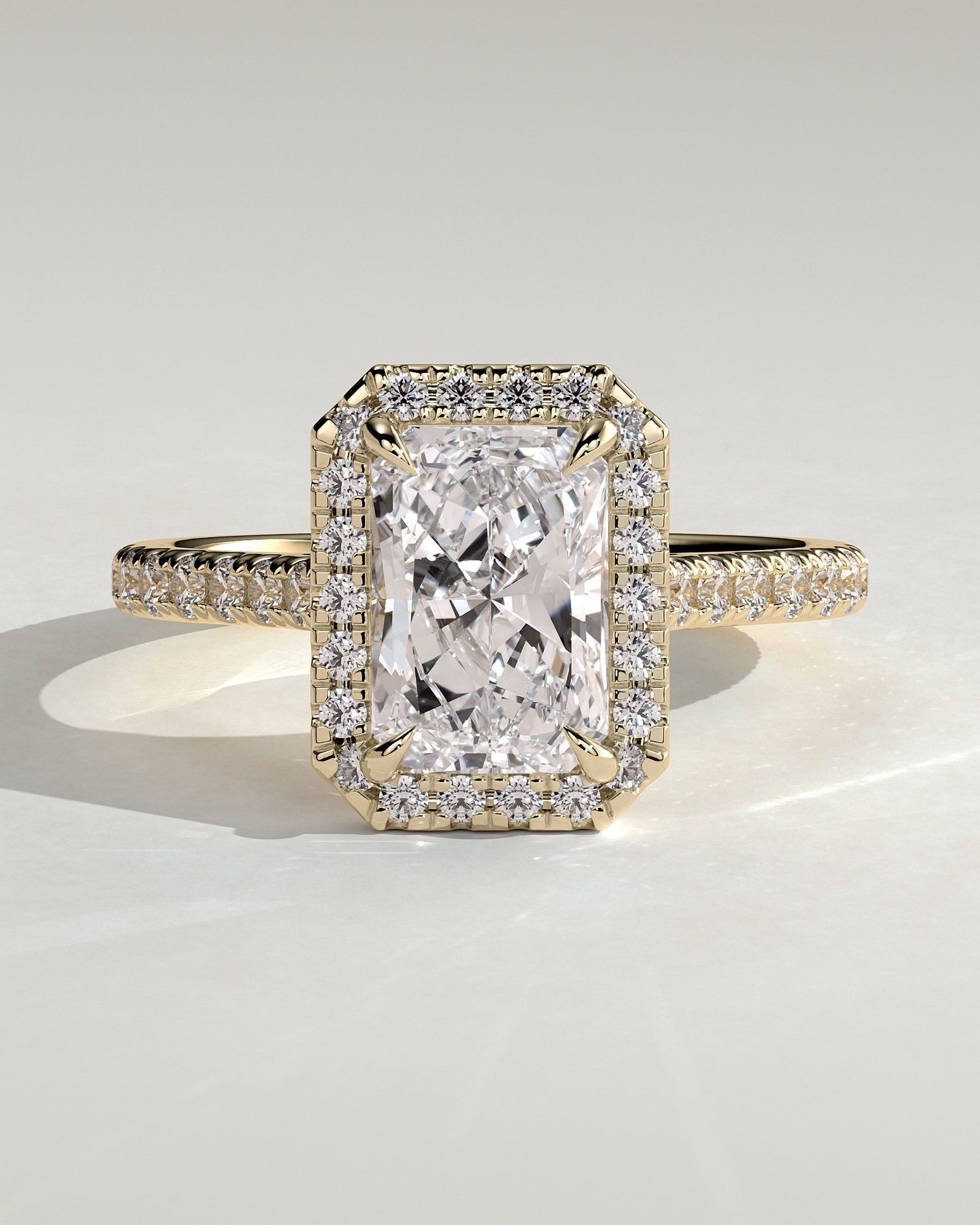 Radiant Halo & Pave Lab Grown Diamond Engagement Ring