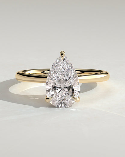 Pear Cathedral & Hidden Halo Lab Grown Diamond Engagement Ring