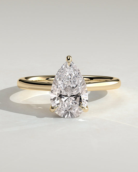 Pear Cathedral & Hidden Halo Lab Grown Diamond Engagement Ring