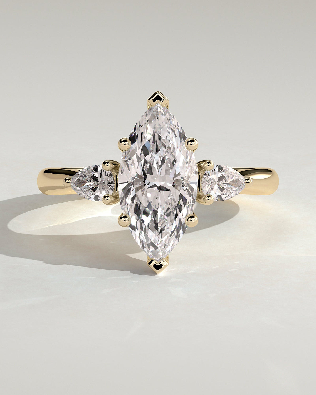 Marquise Three Stones & Hidden Halo Lab Grown Diamond Engagement Ring