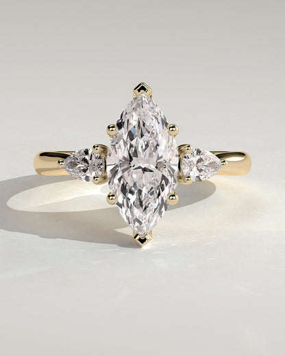 Marquise Three Stones & Hidden Halo Lab Grown Diamond Engagement Ring