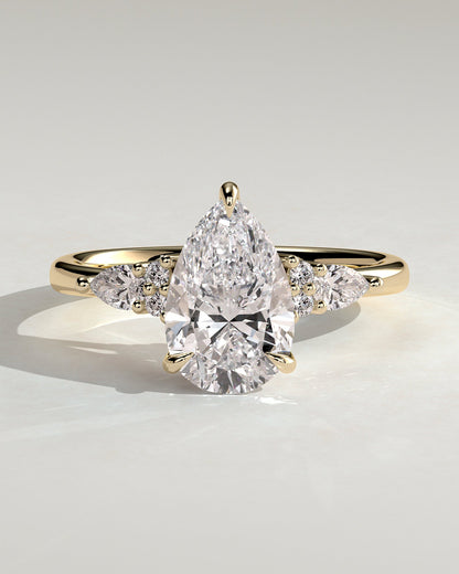 Pear Cluster Lab Grown Diamond Engagement Ring
