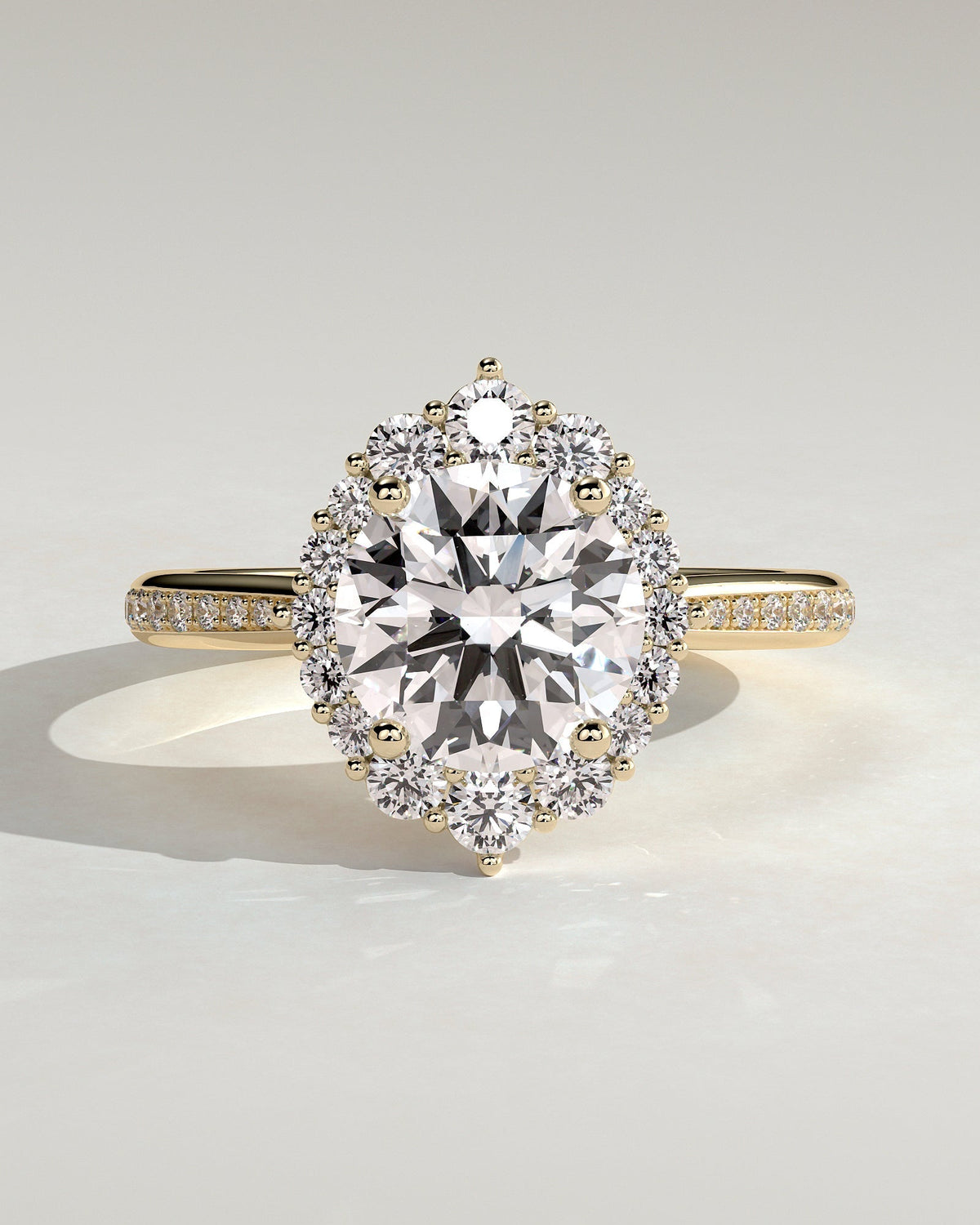 Round Halo & Pave Lab Grown Diamond Engagement Ring