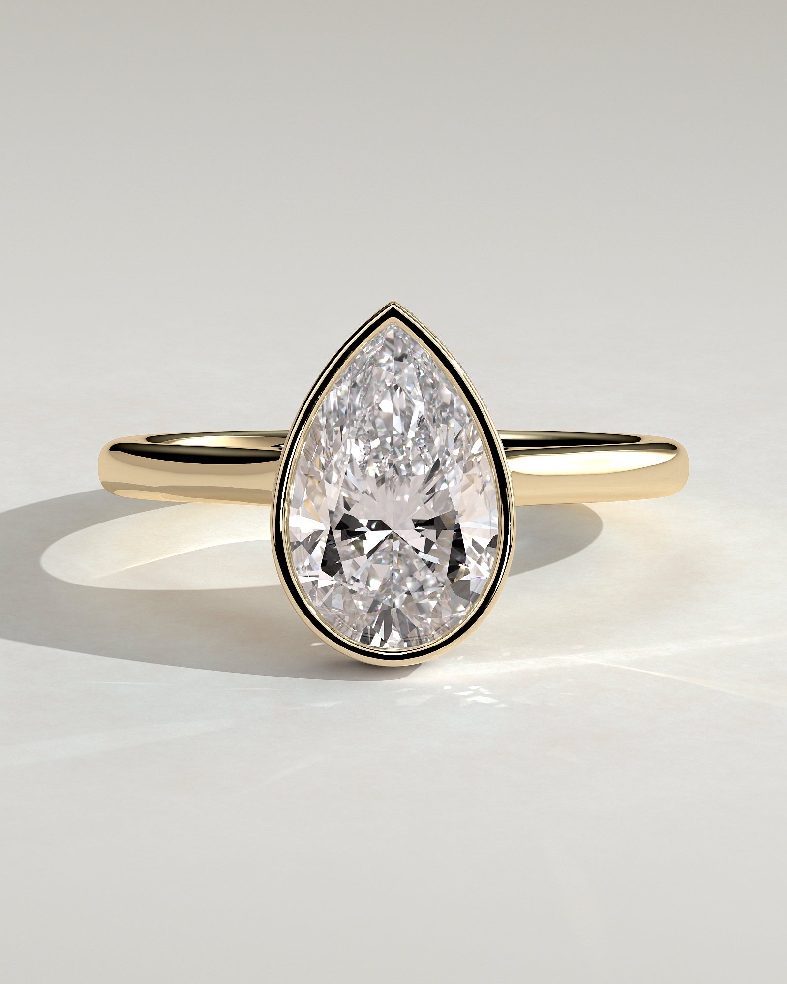 Pear Hidden Halo Bezel Lab Grown Diamond Engagement Ring