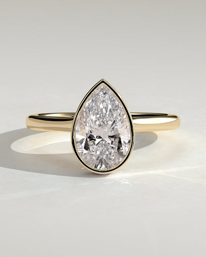 Pear Hidden Halo Bezel Lab Grown Diamond Engagement Ring
