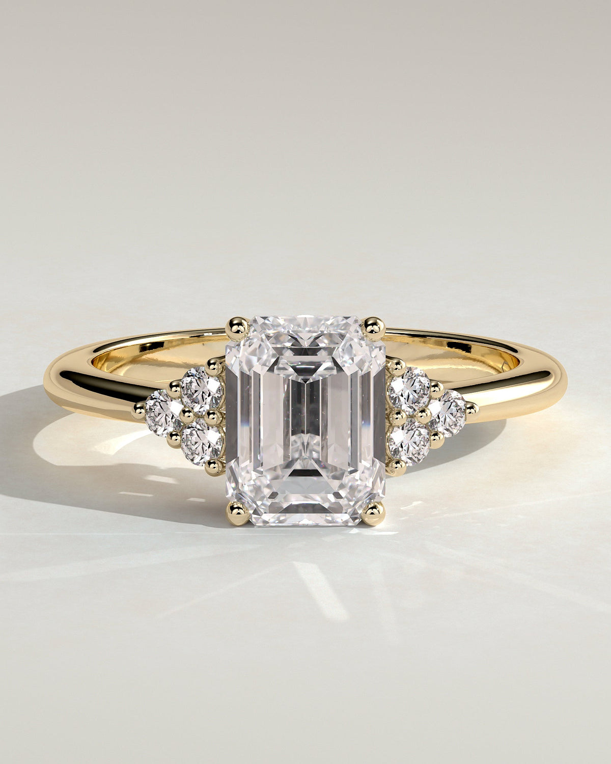 Emerald Cluster Lab Grown Diamond Engagement Ring