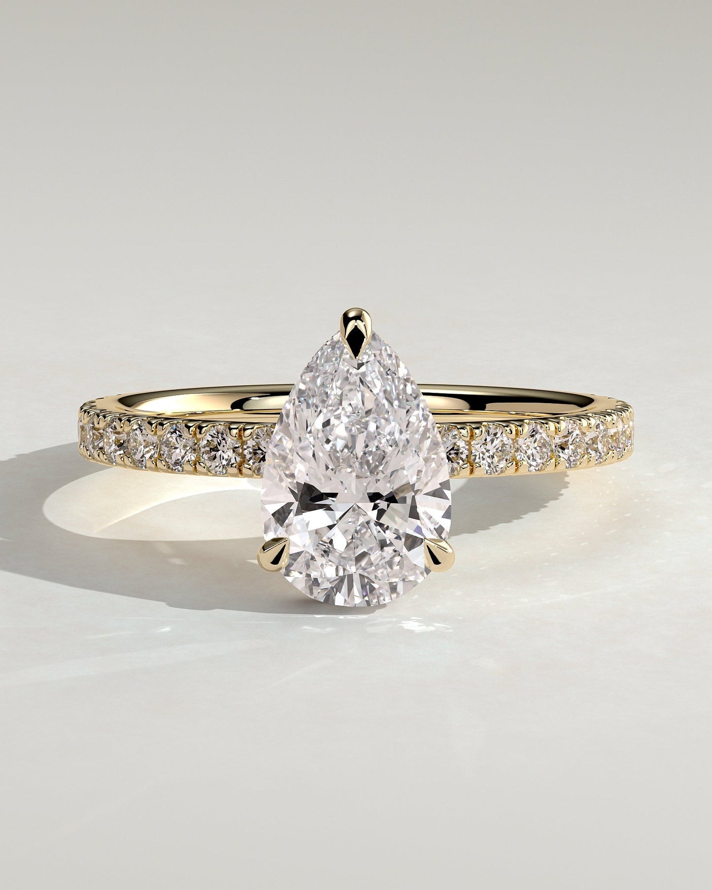Pear Hidden Halo and Pave Lab Grown Diamond Engagement Ring