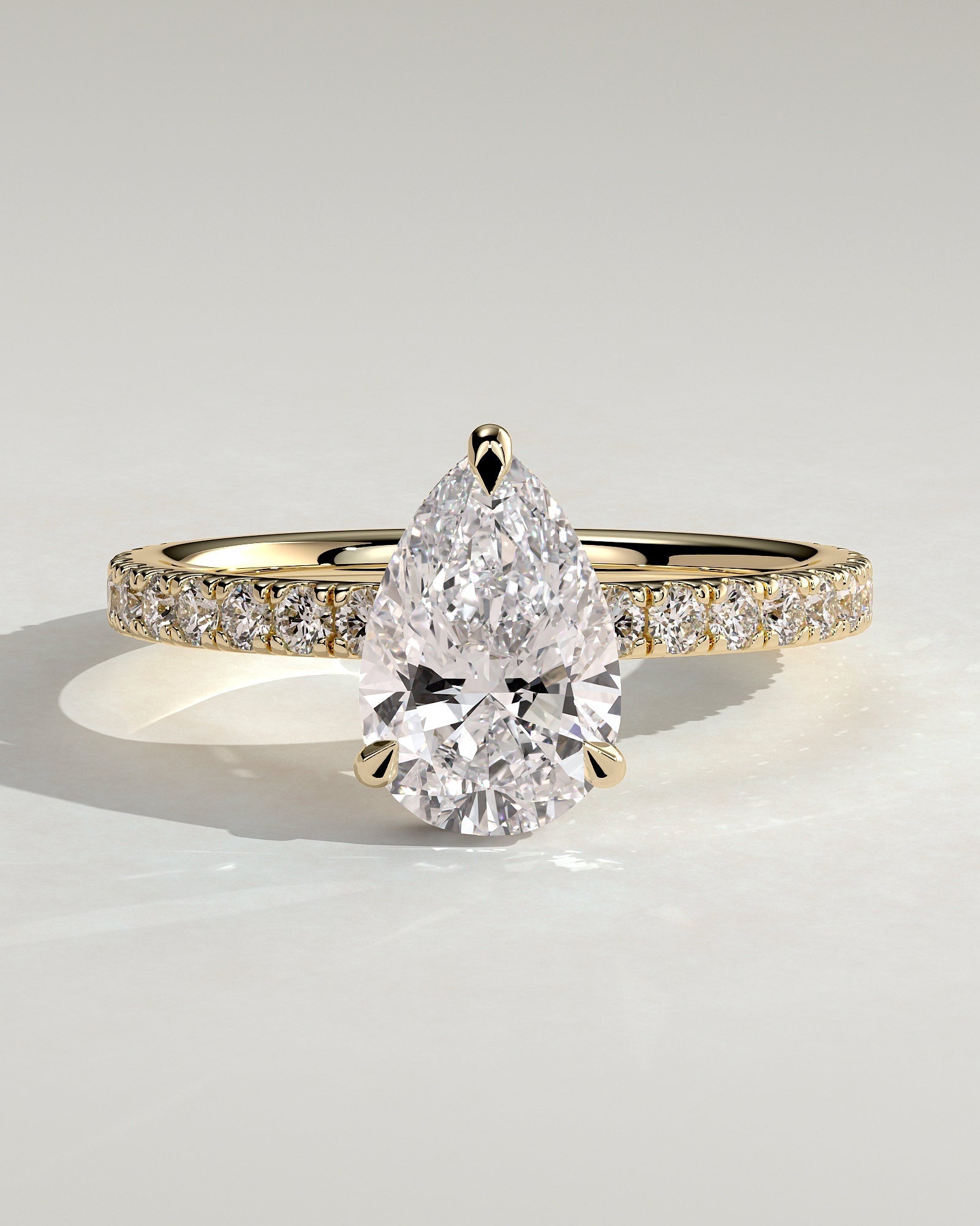 Pear Hidden Halo and Pave Lab Grown Diamond Engagement Ring