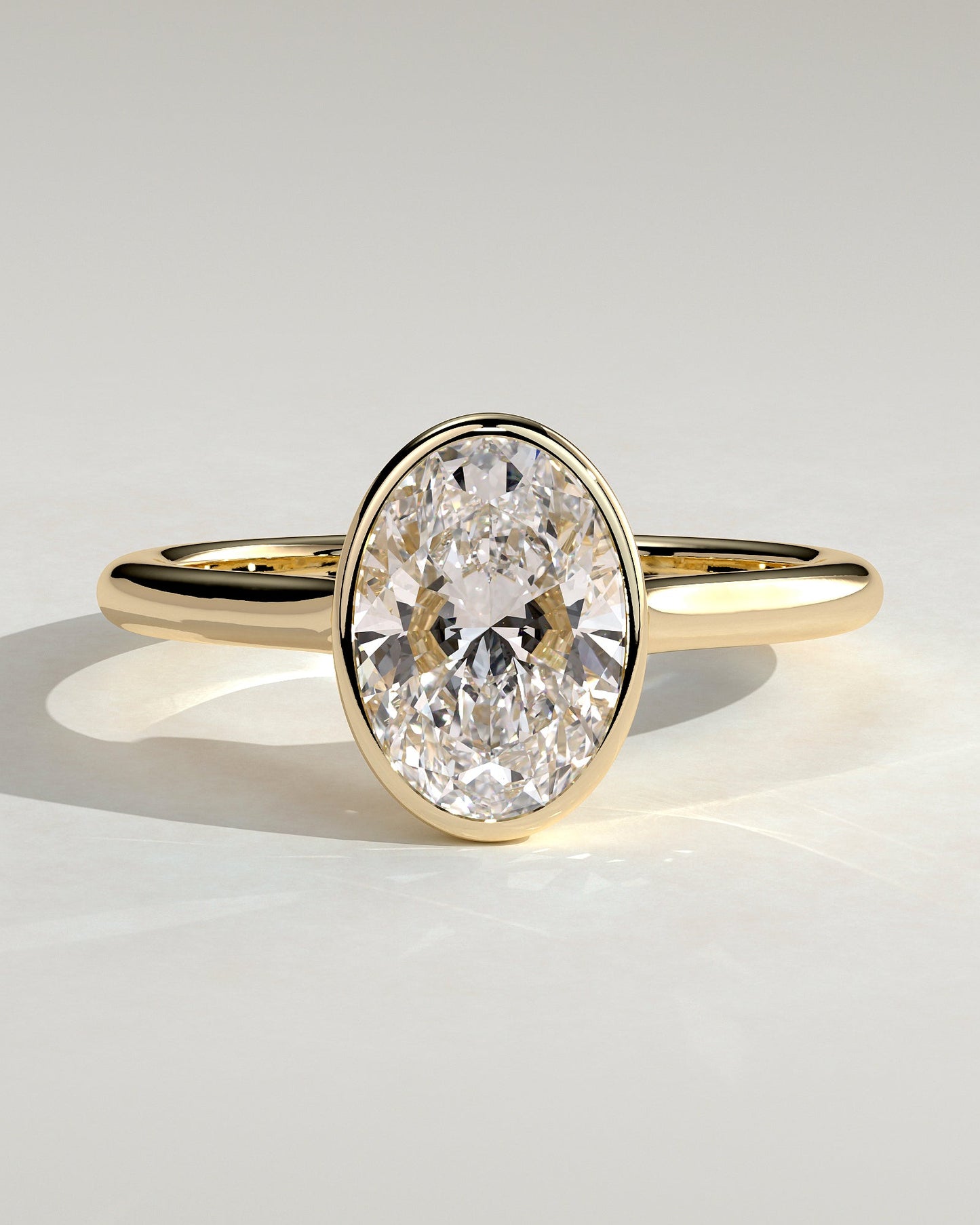 Oval Bezel Solitaire Lab Grown Diamond Engagement Ring