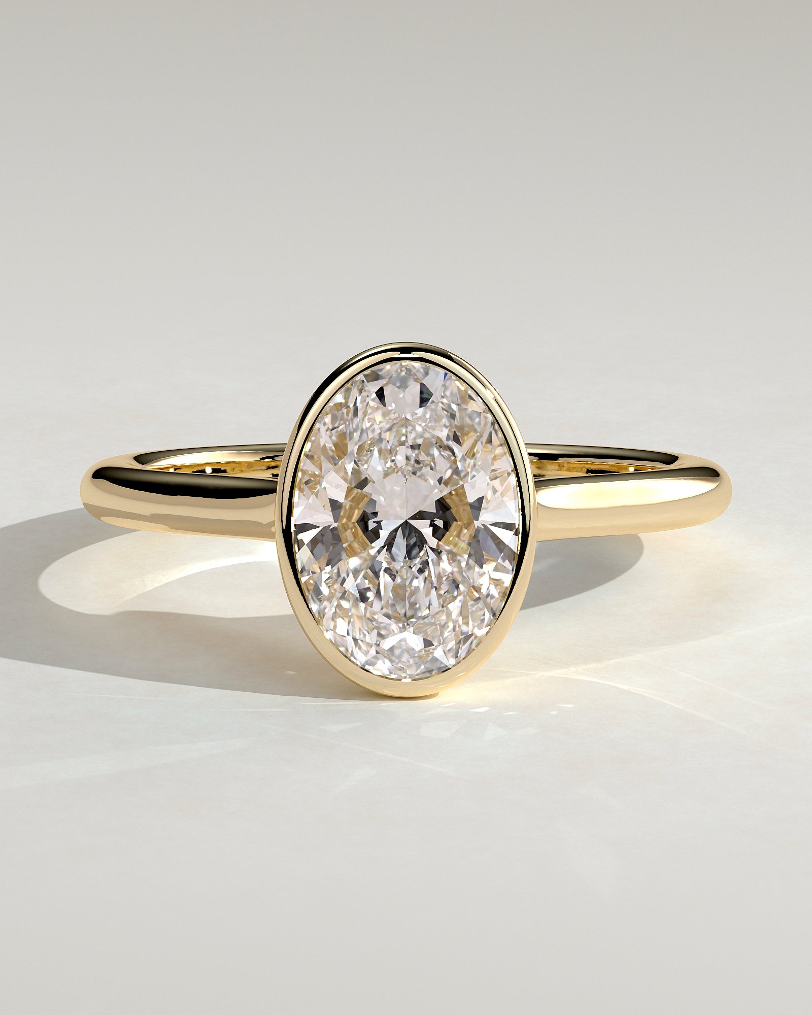 Oval Bezel Solitaire Lab Grown Diamond Engagement Ring