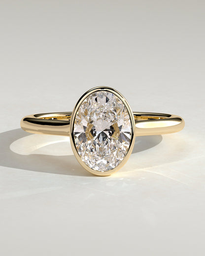 Oval Bezel Solitaire Lab Grown Diamond Engagement Ring