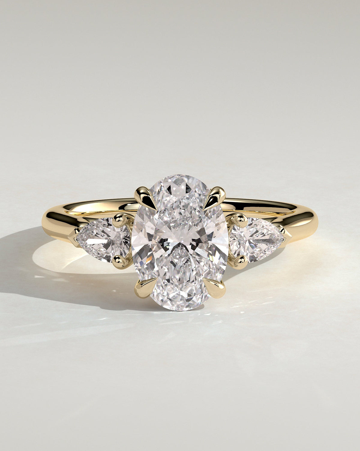 Oval Three Stones Lab Grown Diamond Engagement Ring