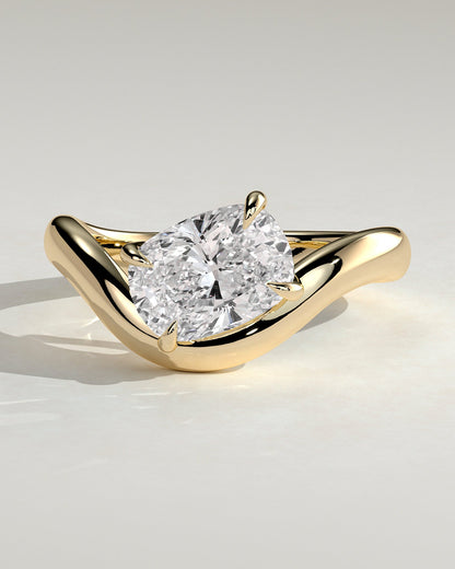 Elongated Cushion Swirl Solitaire Lab Grown Diamond Engagement Ring