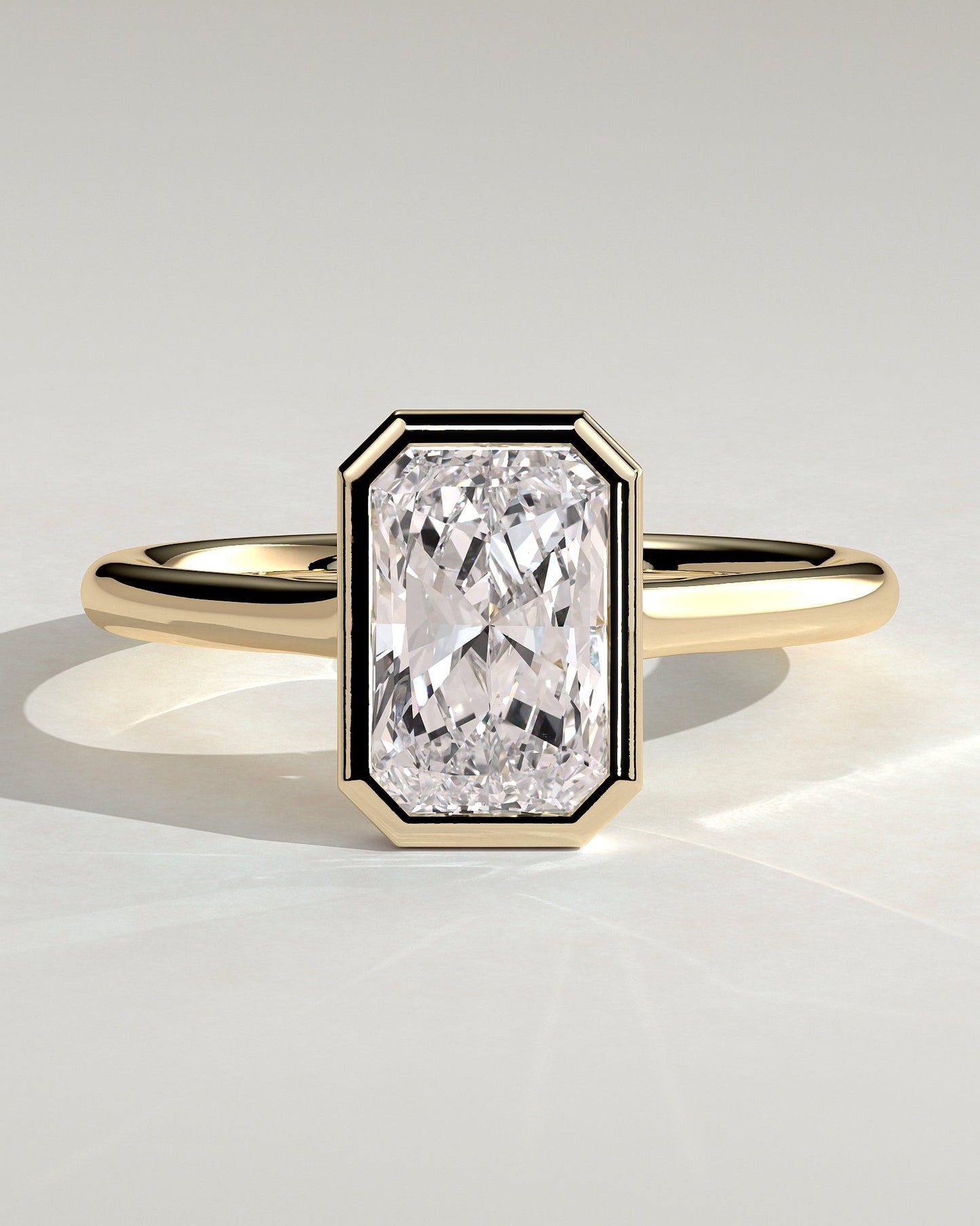 Radiant Bezel Solitaire Lab Grown Diamond Engagement Ring