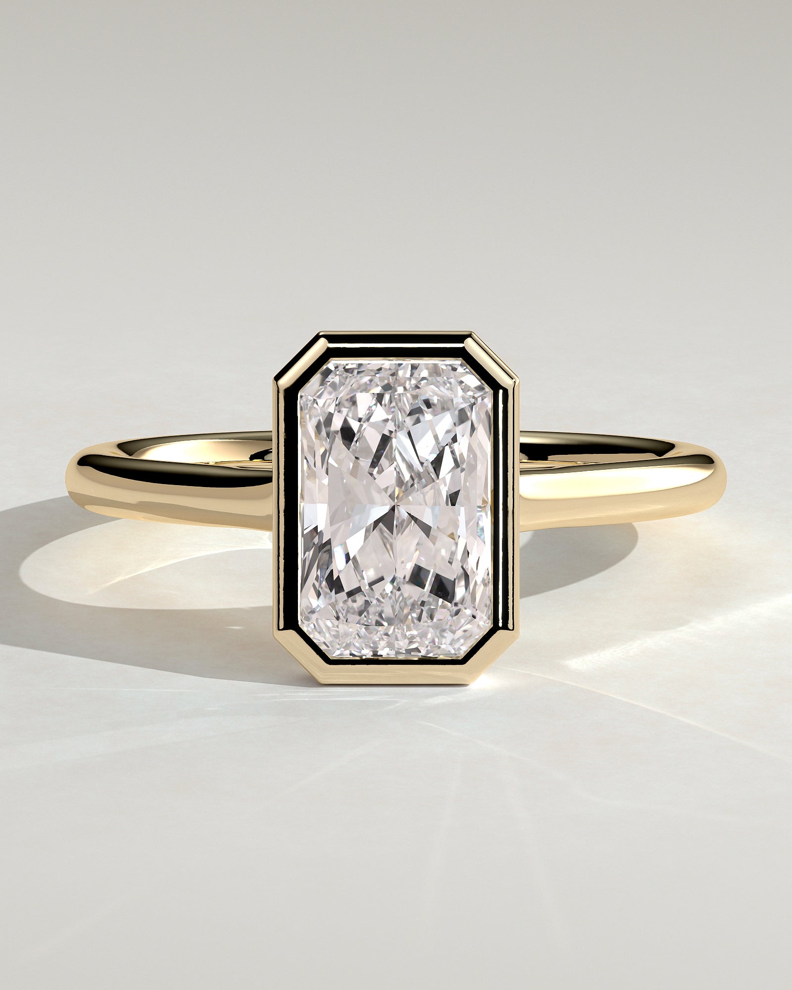 Radiant Bezel Solitaire Lab Grown Diamond Engagement Ring
