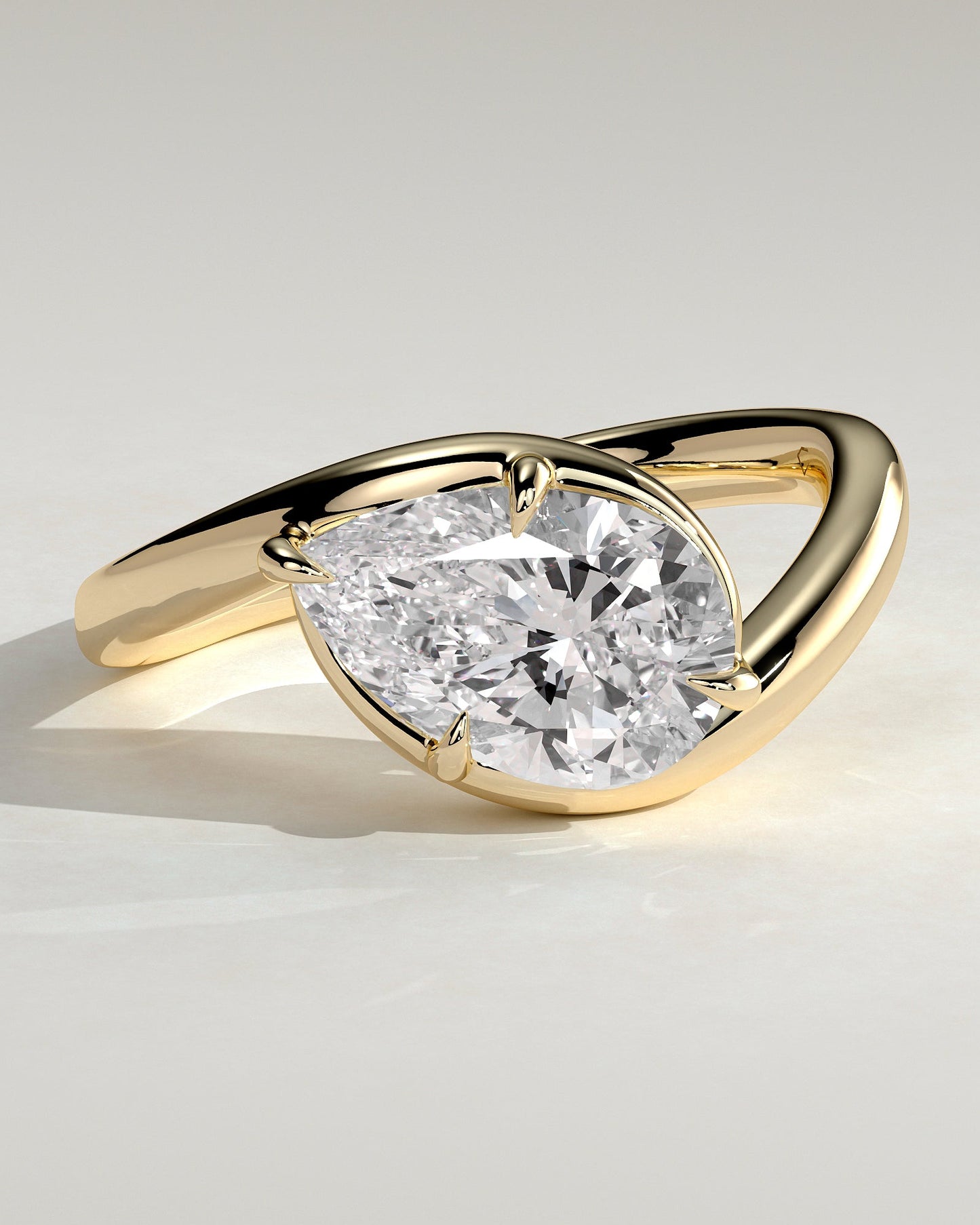 Pear Swirl Solitaire Lab Grown Diamond Engagement Ring
