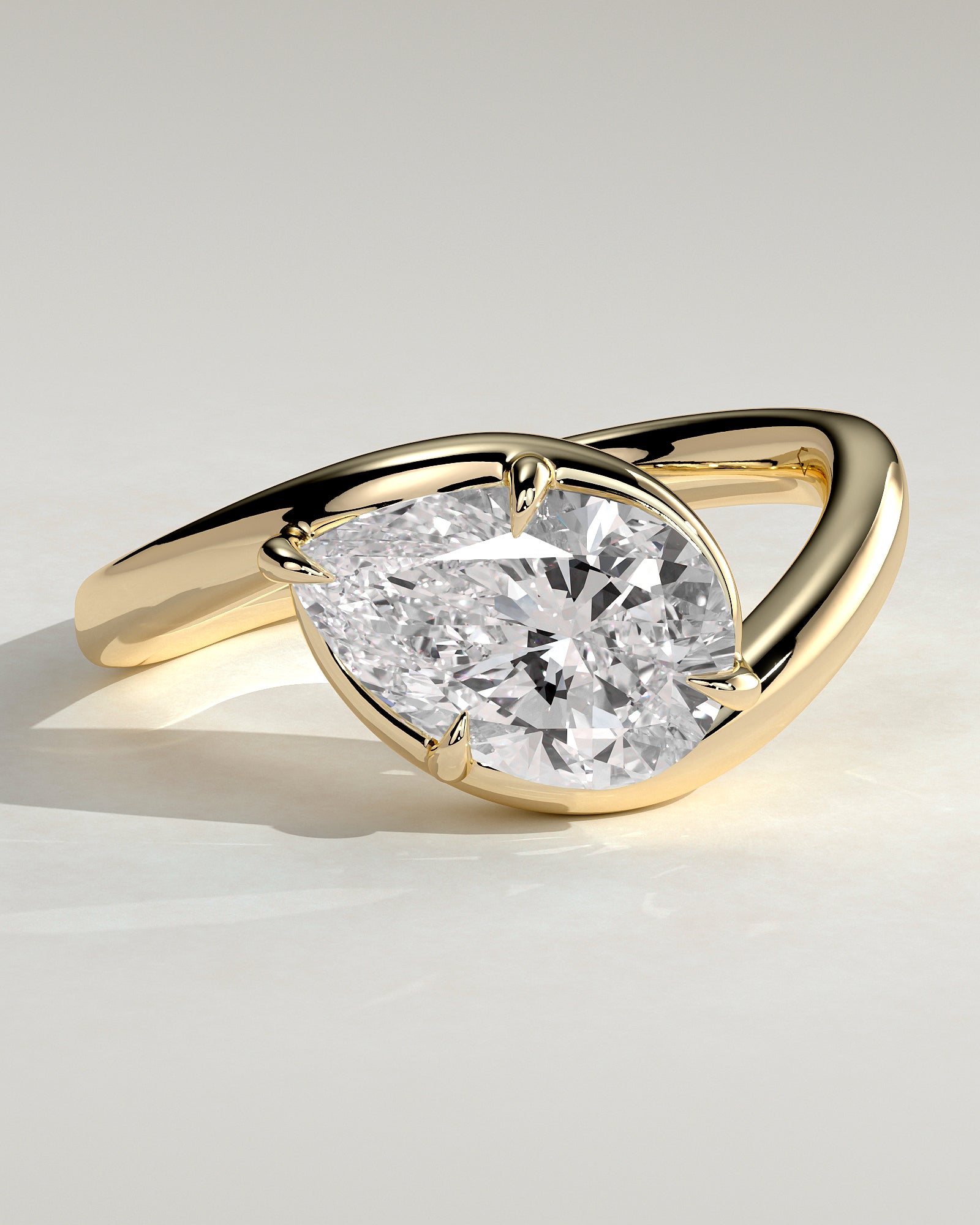 Pear Swirl Solitaire Lab Grown Diamond Engagement Ring