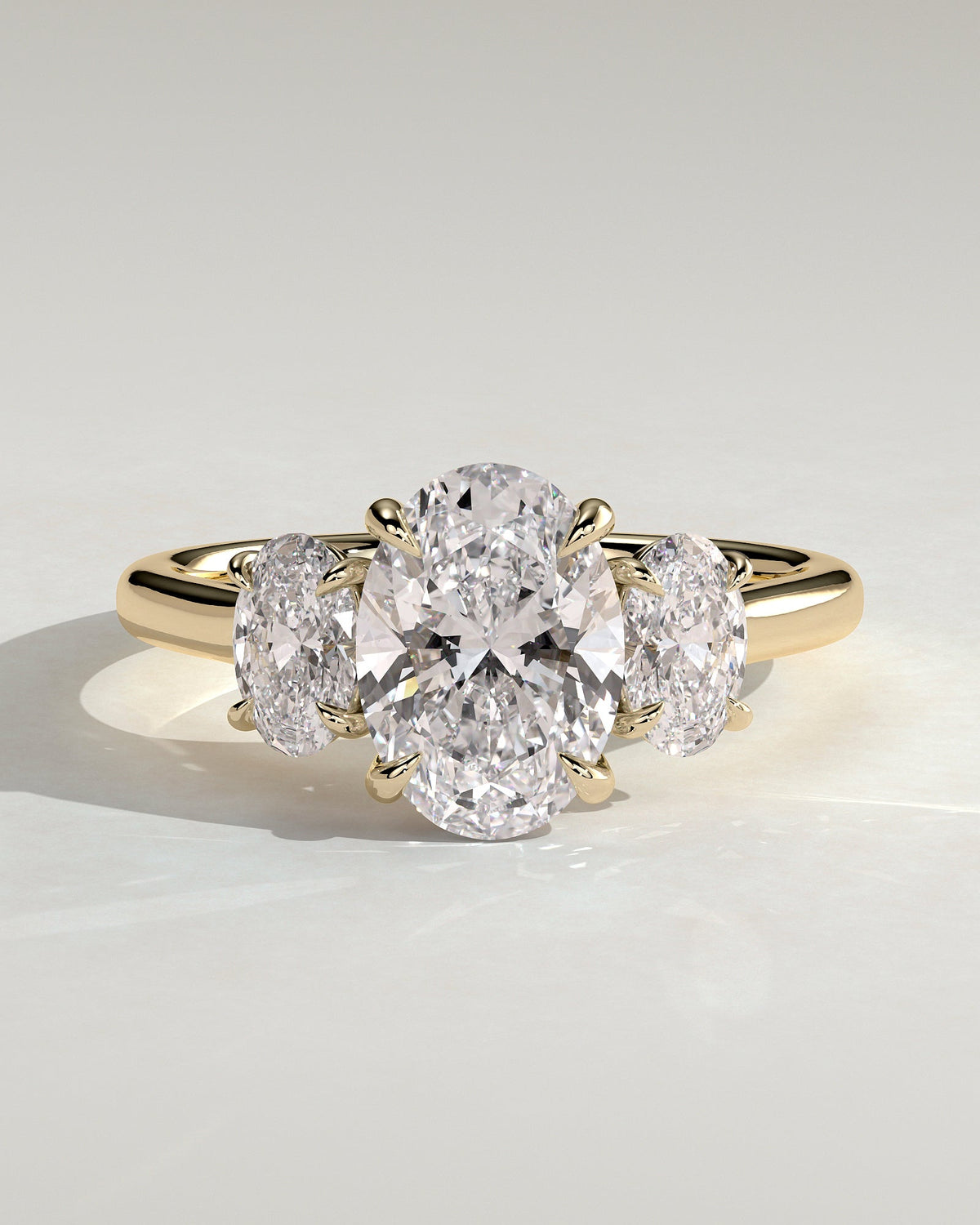 Oval Three Stones Lab Grown Diamond Engagement Ring