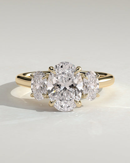 Oval Three Stones Lab Grown Diamond Engagement Ring