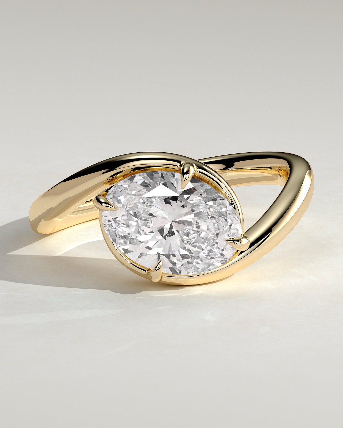 Oval Swirl Solitaire Lab Grown Diamond Engagement Ring