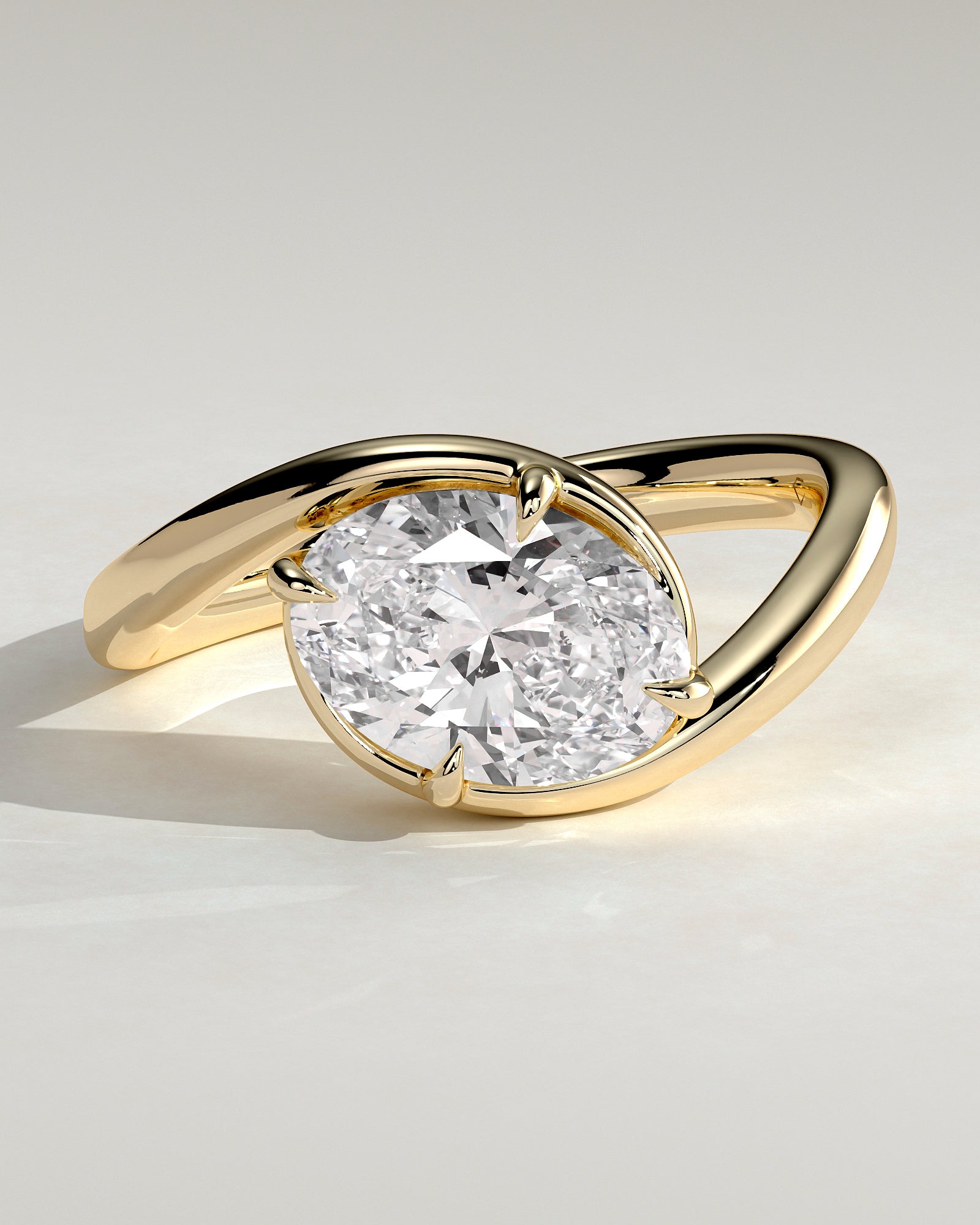 Oval Swirl Solitaire Lab Grown Diamond Engagement Ring