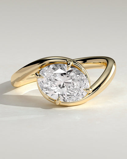 Oval Swirl Solitaire Lab Grown Diamond Engagement Ring