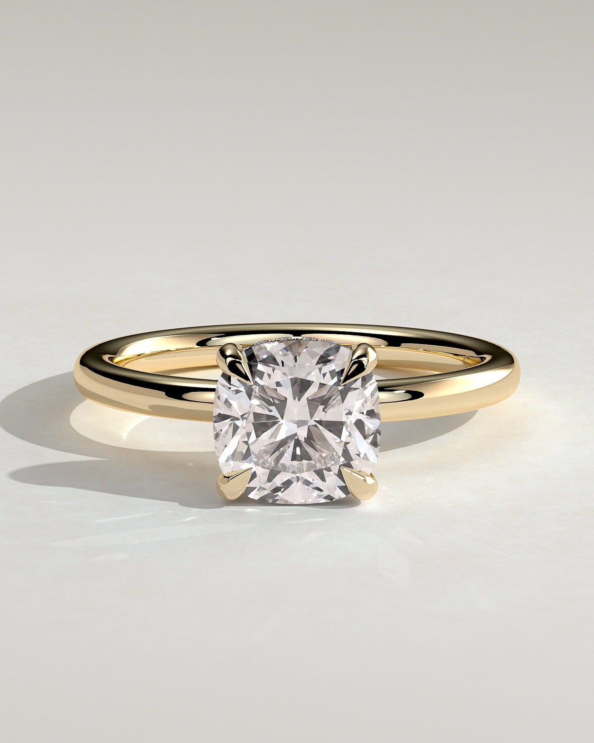 Cushion Hidden Halo Lab Grown Diamond Engagement Ring