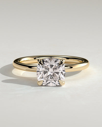 Cushion Hidden Halo Lab Grown Diamond Engagement Ring