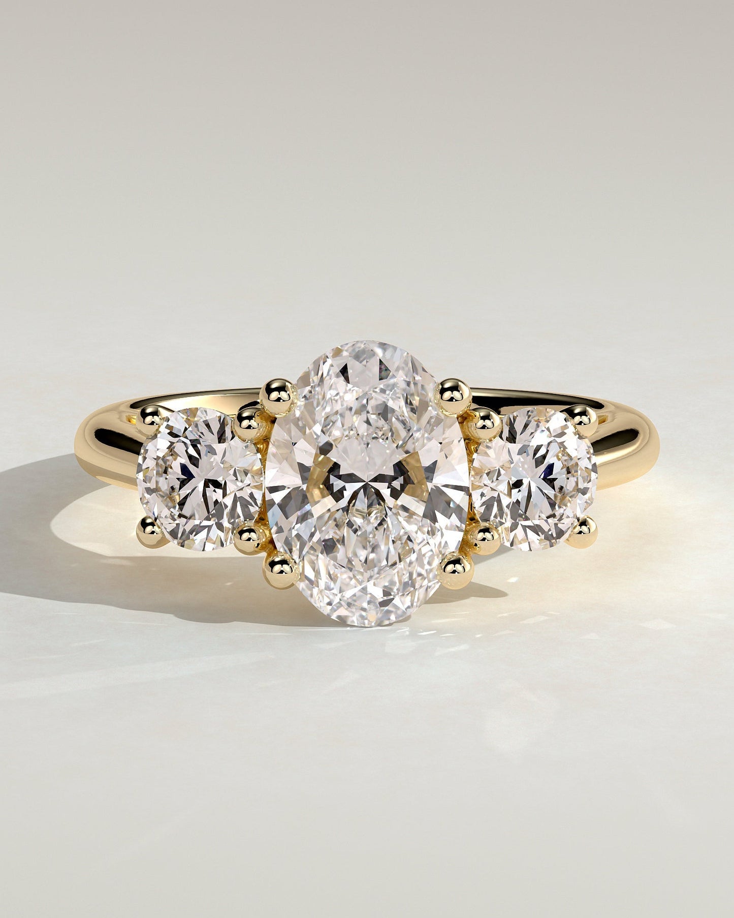 Oval Three Stones Lab Grown Diamond Engagement Ring
