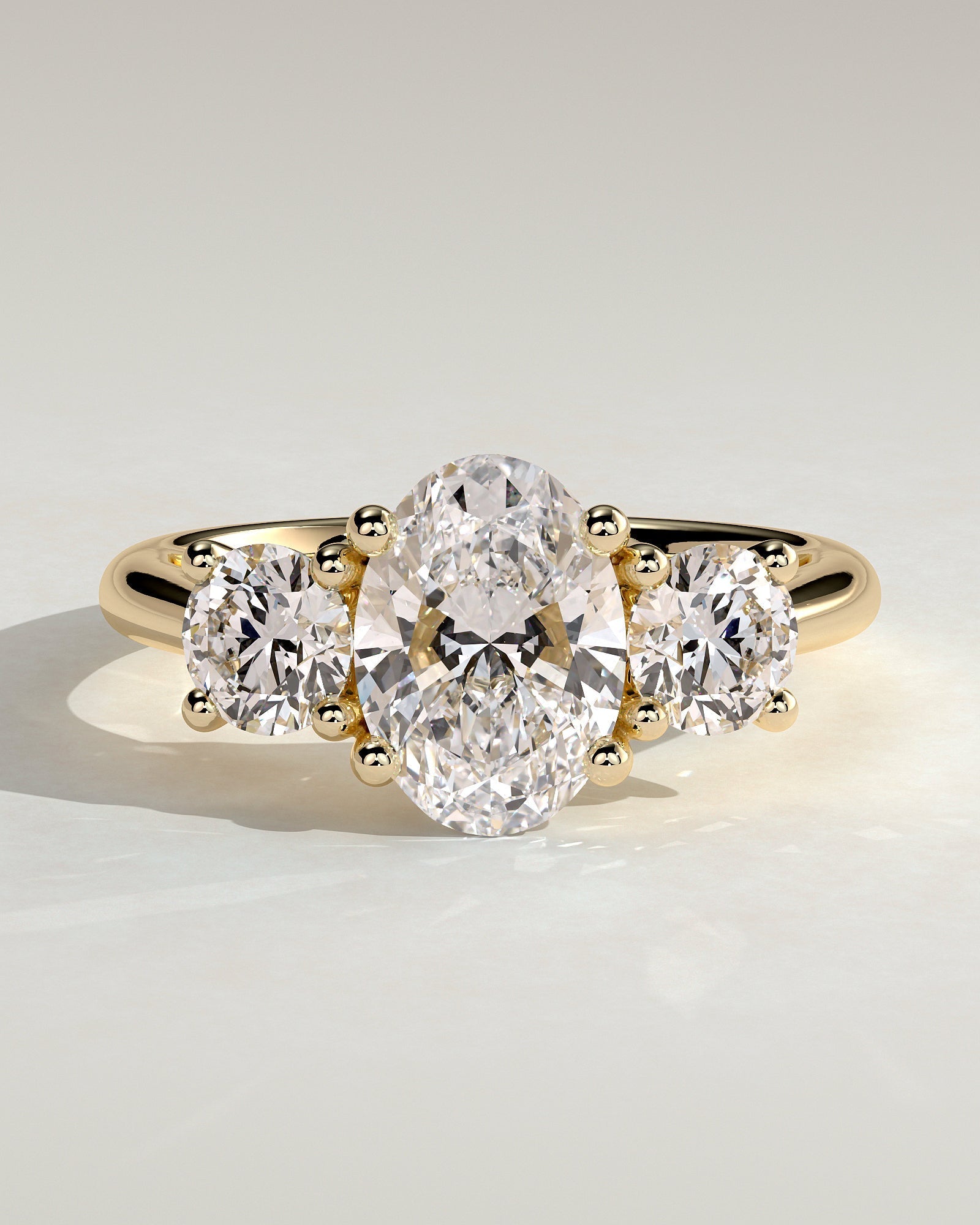 Oval Three Stones Lab Grown Diamond Engagement Ring