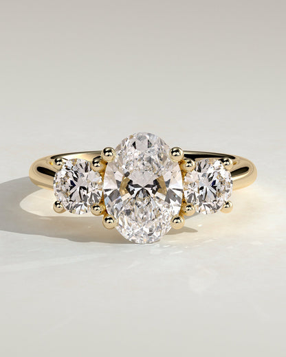 Oval Three Stones Lab Grown Diamond Engagement Ring
