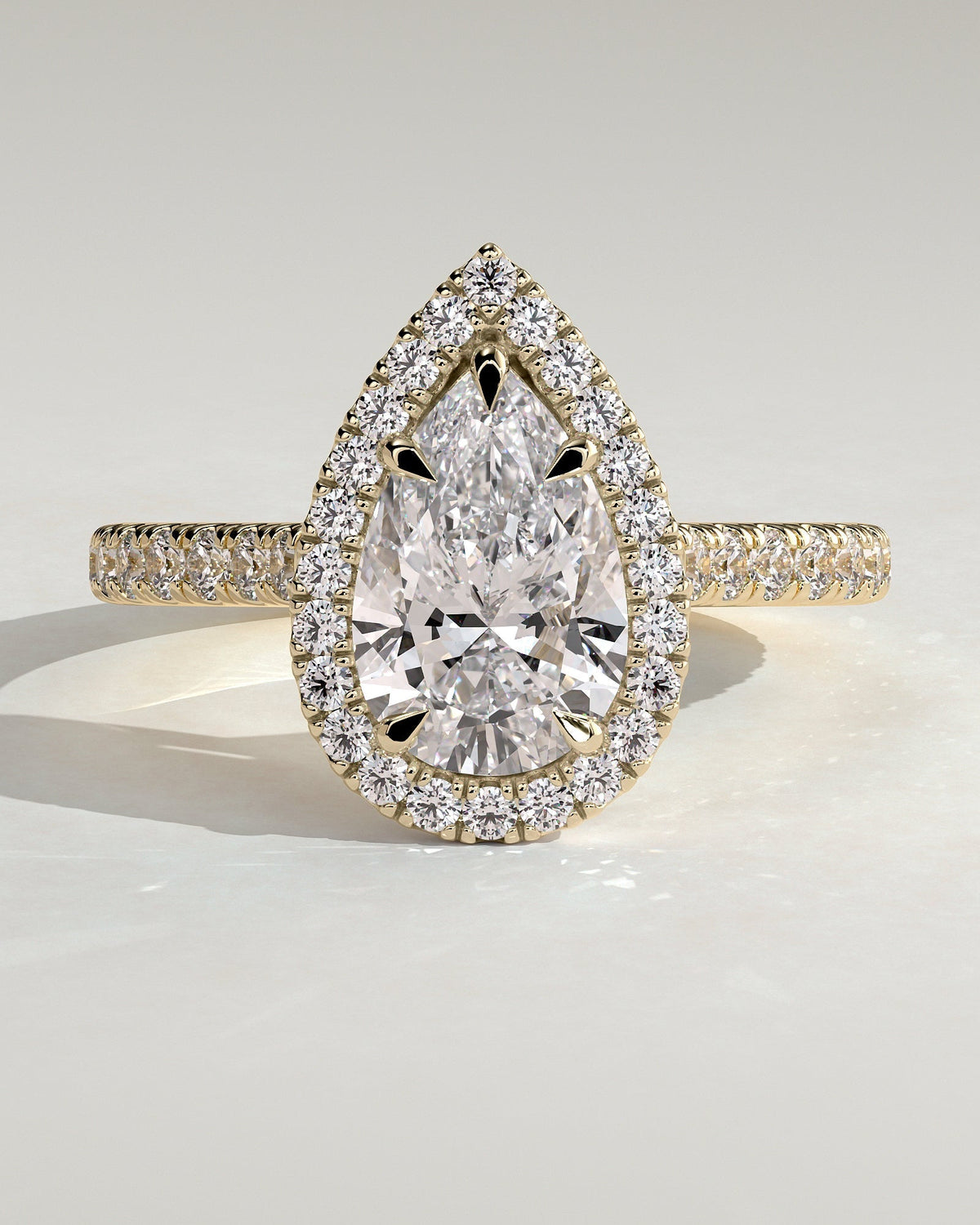 Pear Halo and Pave Lab Grown Diamond Engagement Ring