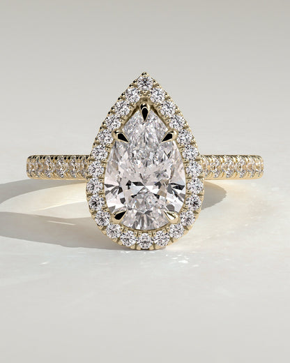 Pear Halo and Pave Lab Grown Diamond Engagement Ring