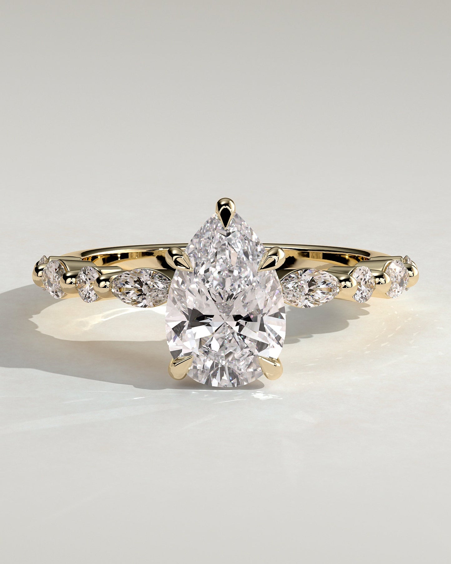 Pear Alternating Pave Lab Grown Diamond Engagement Ring