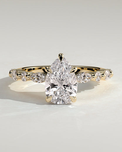 Pear Alternating Pave Lab Grown Diamond Engagement Ring