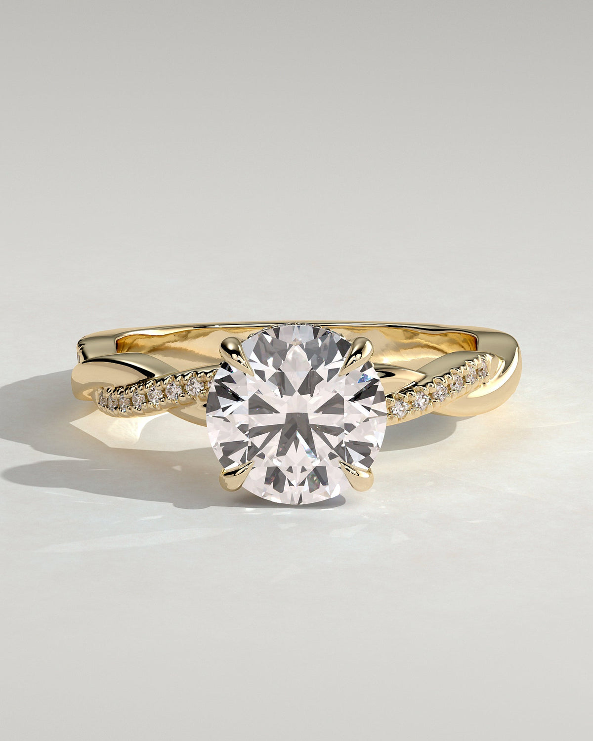 Round Twisted Pave Lab Grown Diamond Engagement Ring