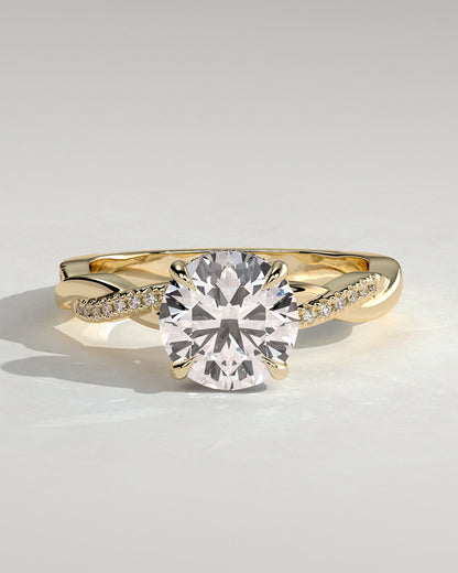 Round Twisted Pave Lab Grown Diamond Engagement Ring