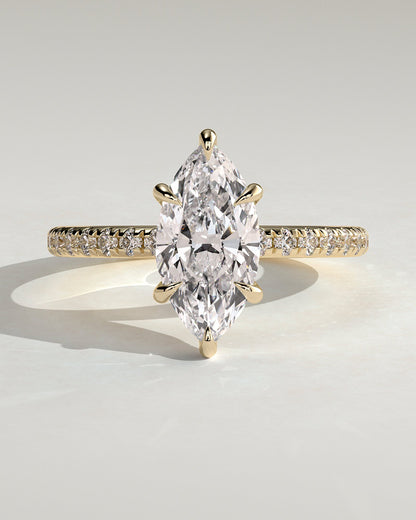 Marquise Pave and Hidden Halo Lab Grown Diamond Engagement Ring