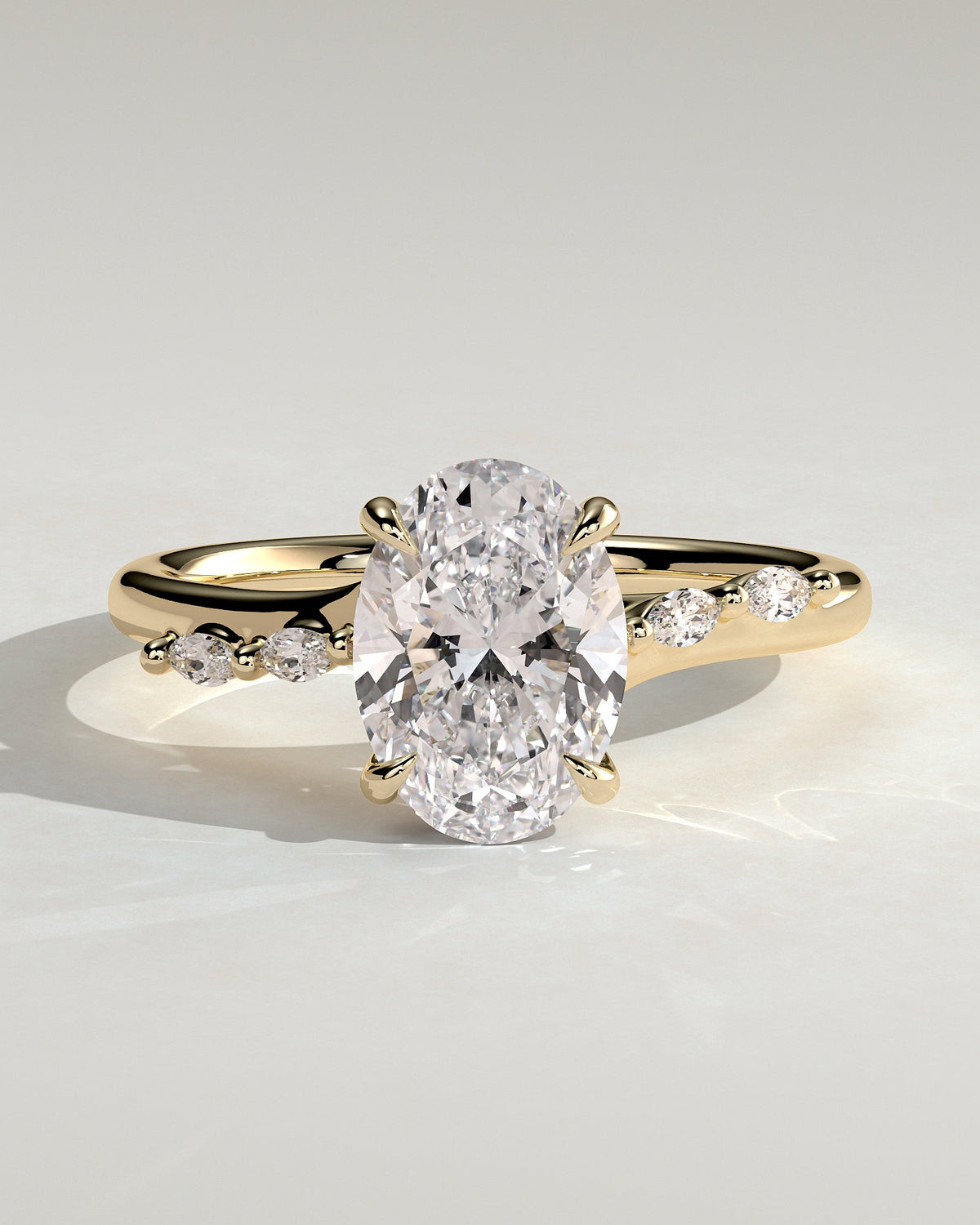 Oval Hidden Halo and Pave Lab Grown Diamond Engagement Ring