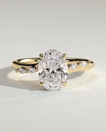 Oval Hidden Halo and Pave Lab Grown Diamond Engagement Ring
