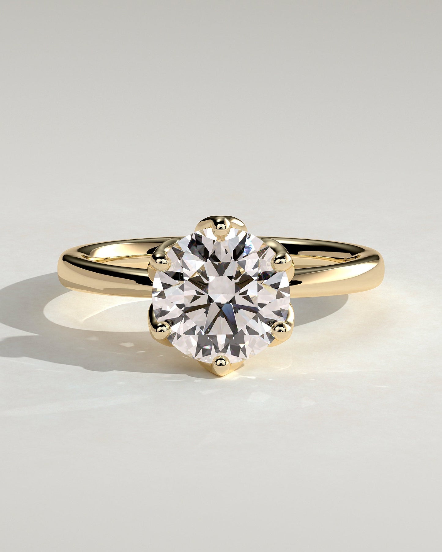 Round Tulip Prongs Solitaire Lab Grown Diamond Engagement Ring
