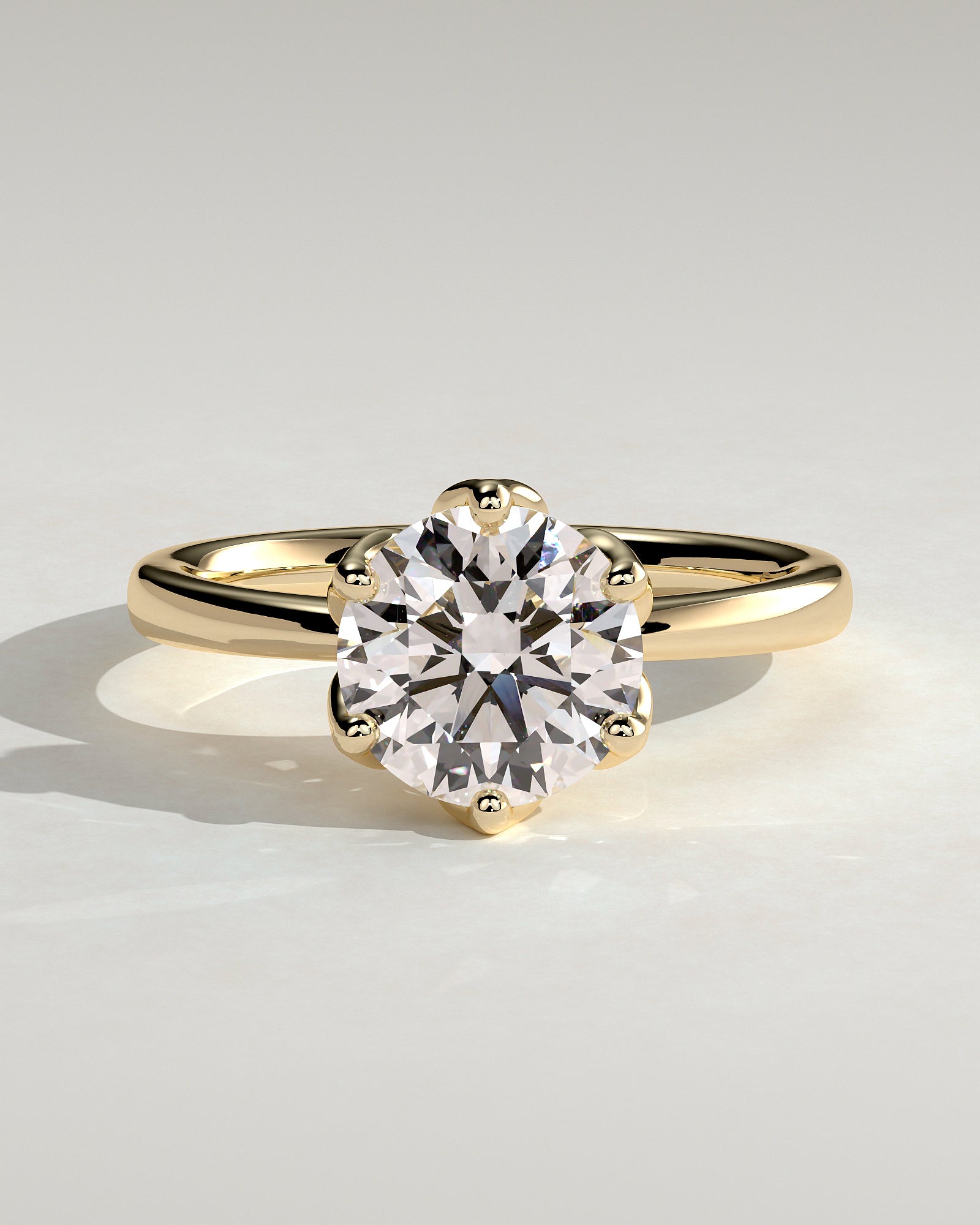 Round Tulip Prongs Solitaire Lab Grown Diamond Engagement Ring