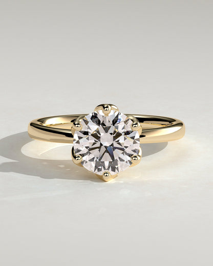 Round Tulip Prongs Solitaire Lab Grown Diamond Engagement Ring