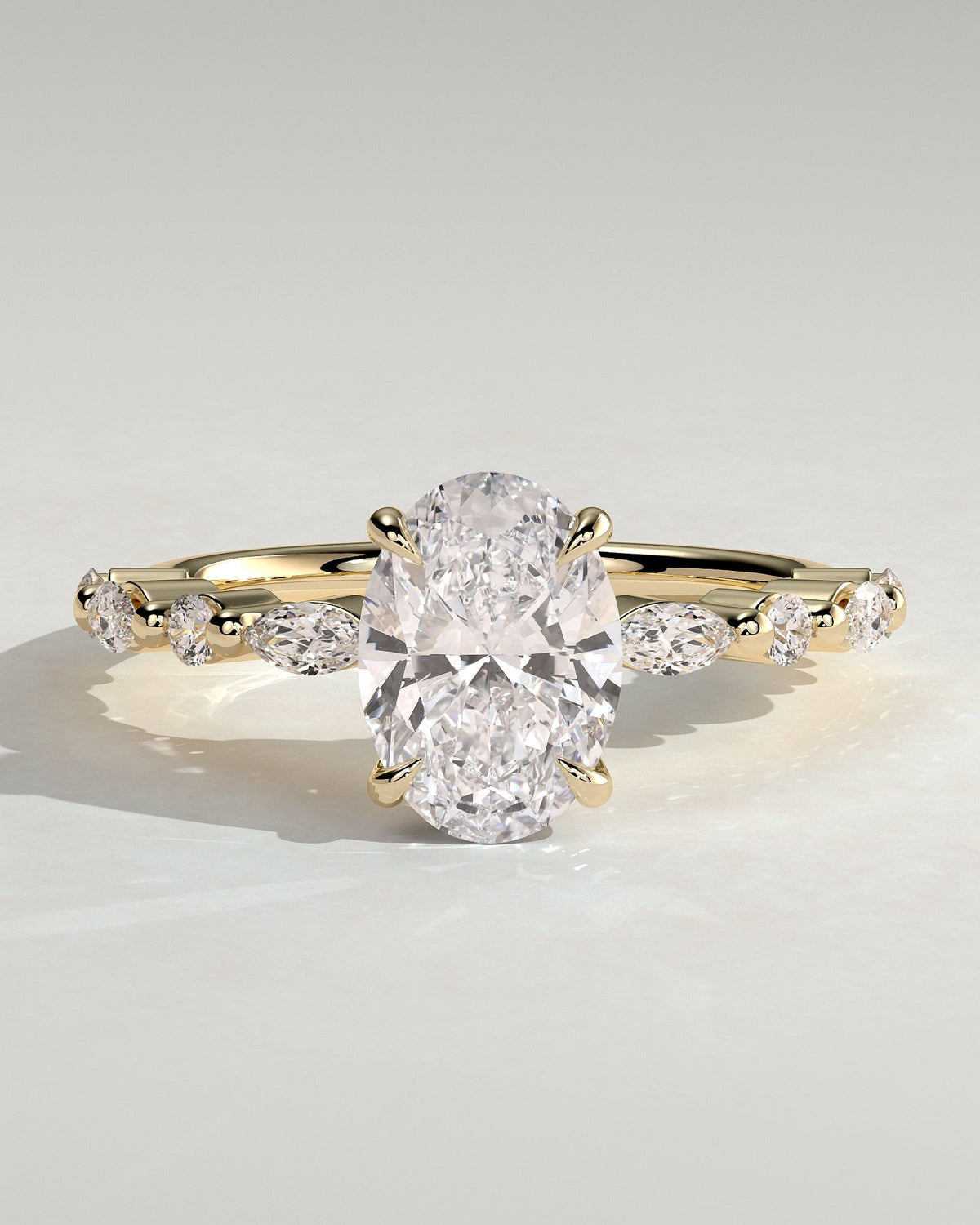 Oval Hidden Halo & Pave Lab Grown Diamond Engagement Ring