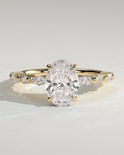 Oval Hidden Halo & Pave Lab Grown Diamond Engagement Ring