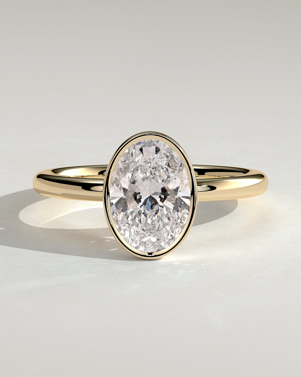 Oval Solitaire & Bezel Lab Grown Diamond Engagement Ring