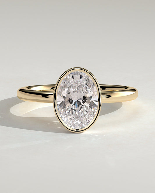 Oval Solitaire & Bezel Lab Grown Diamond Engagement Ring